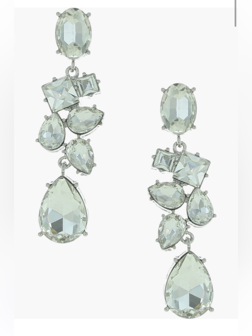 Olivia Welles Corrinne Crystal Statement Earrings Silver Clear Rhinestone NWT